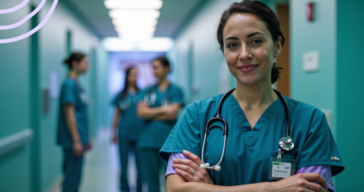 Happy nurse to show financial well-being for nurses
