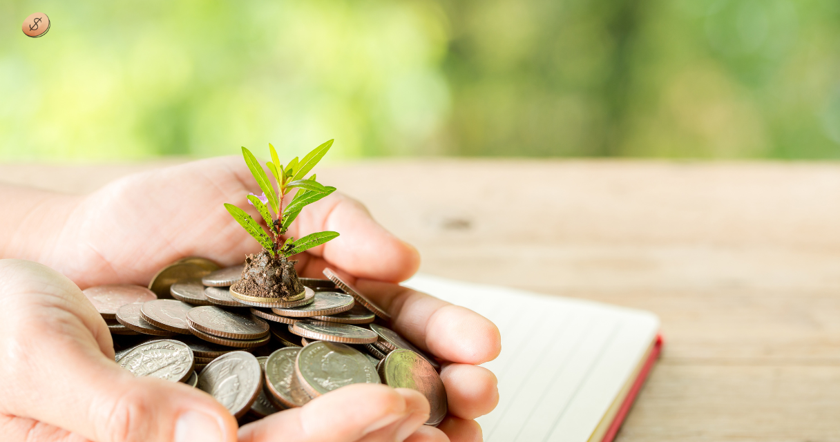 plant growing out of coins to show how investment grows as financial tips for nurses